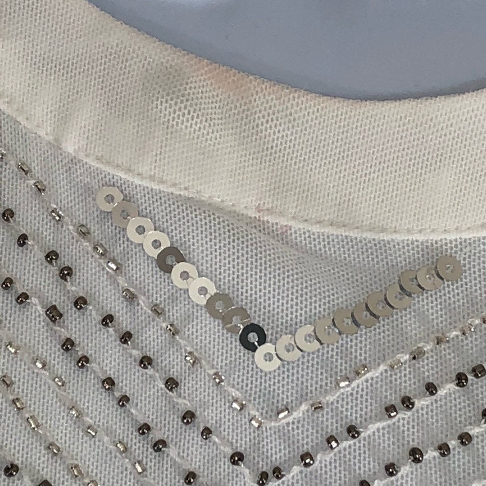 XOXO Silver Embellished Ivory Chiffon Top Size M - Picture 2 of 8